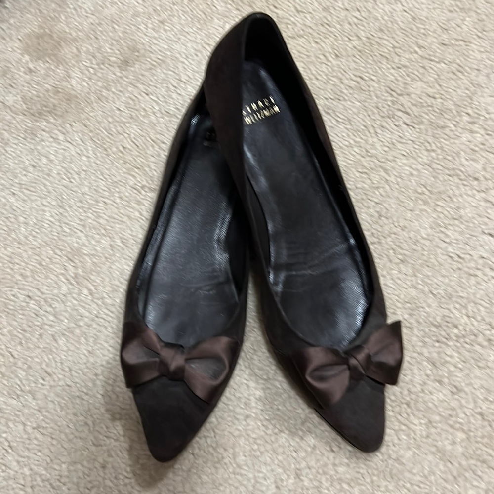 Stuart Weitzman, dark brown velvet and suede flats